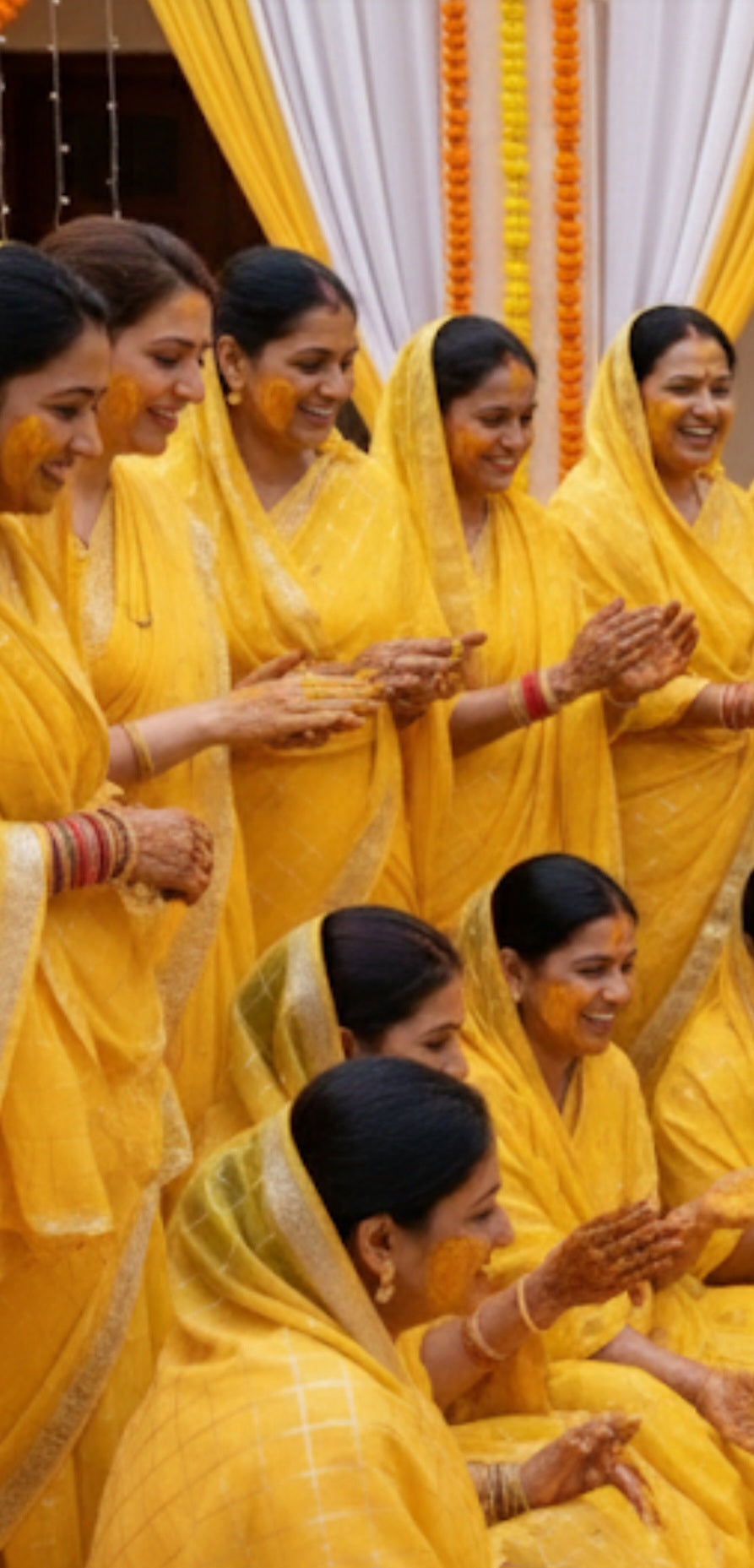 Yellow Golden Weaved Checks Chanderi Fabric