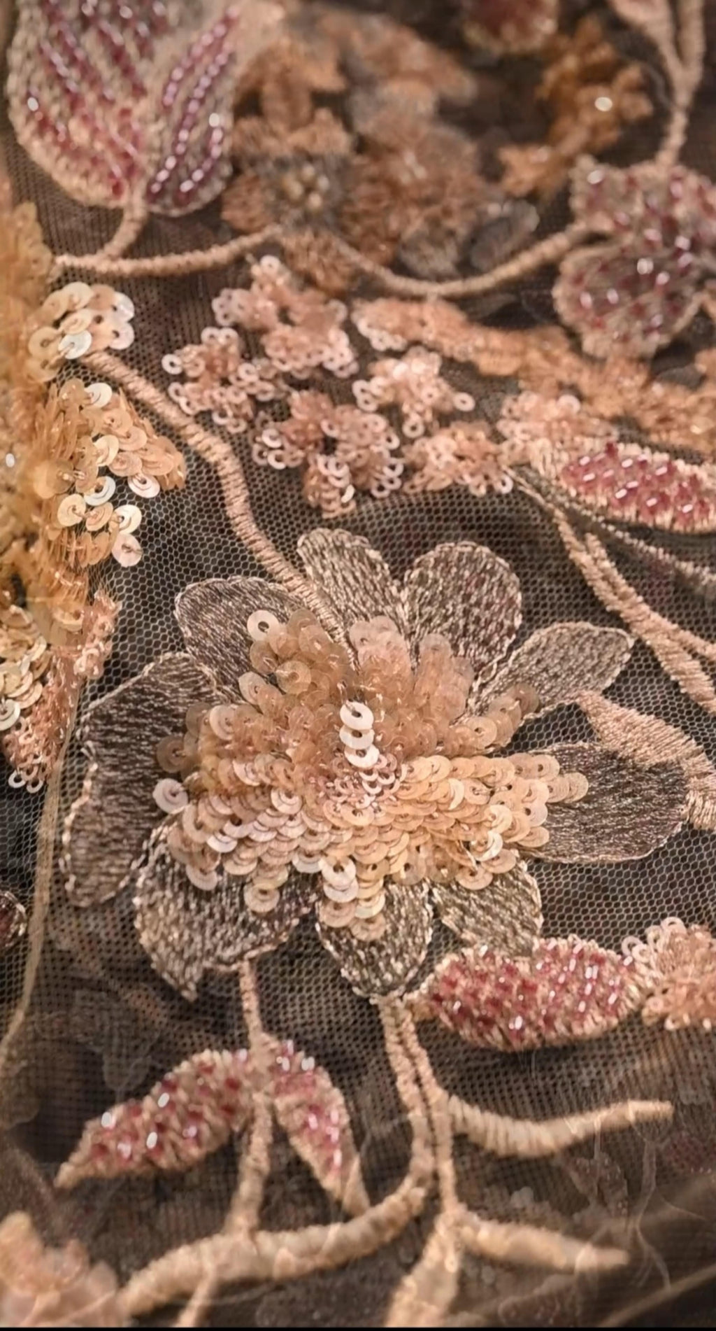 Imported Fawn Net with Heavy Handwork Embroidery Allover