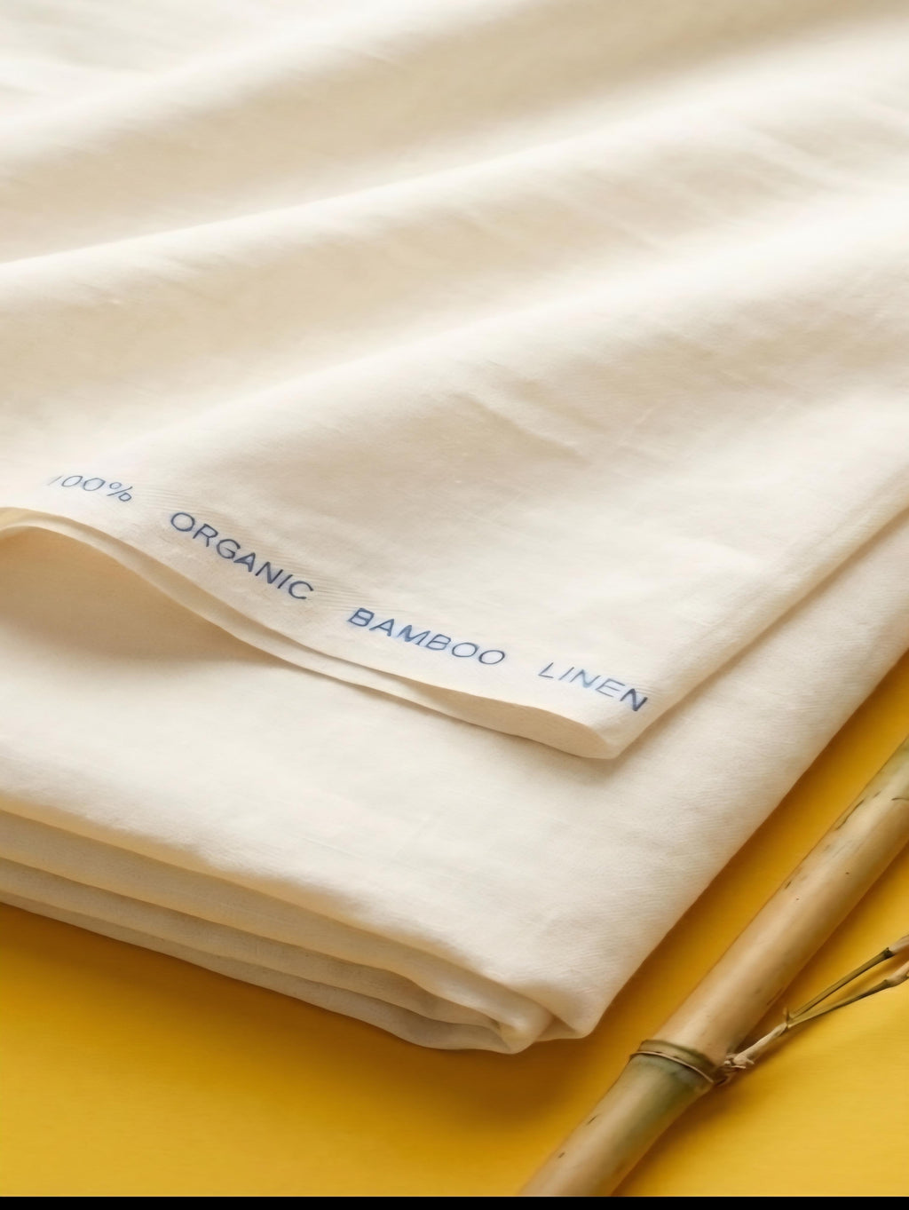 Cream 100% Organic Bamboo Cotton Linen Fabric (70 lea)