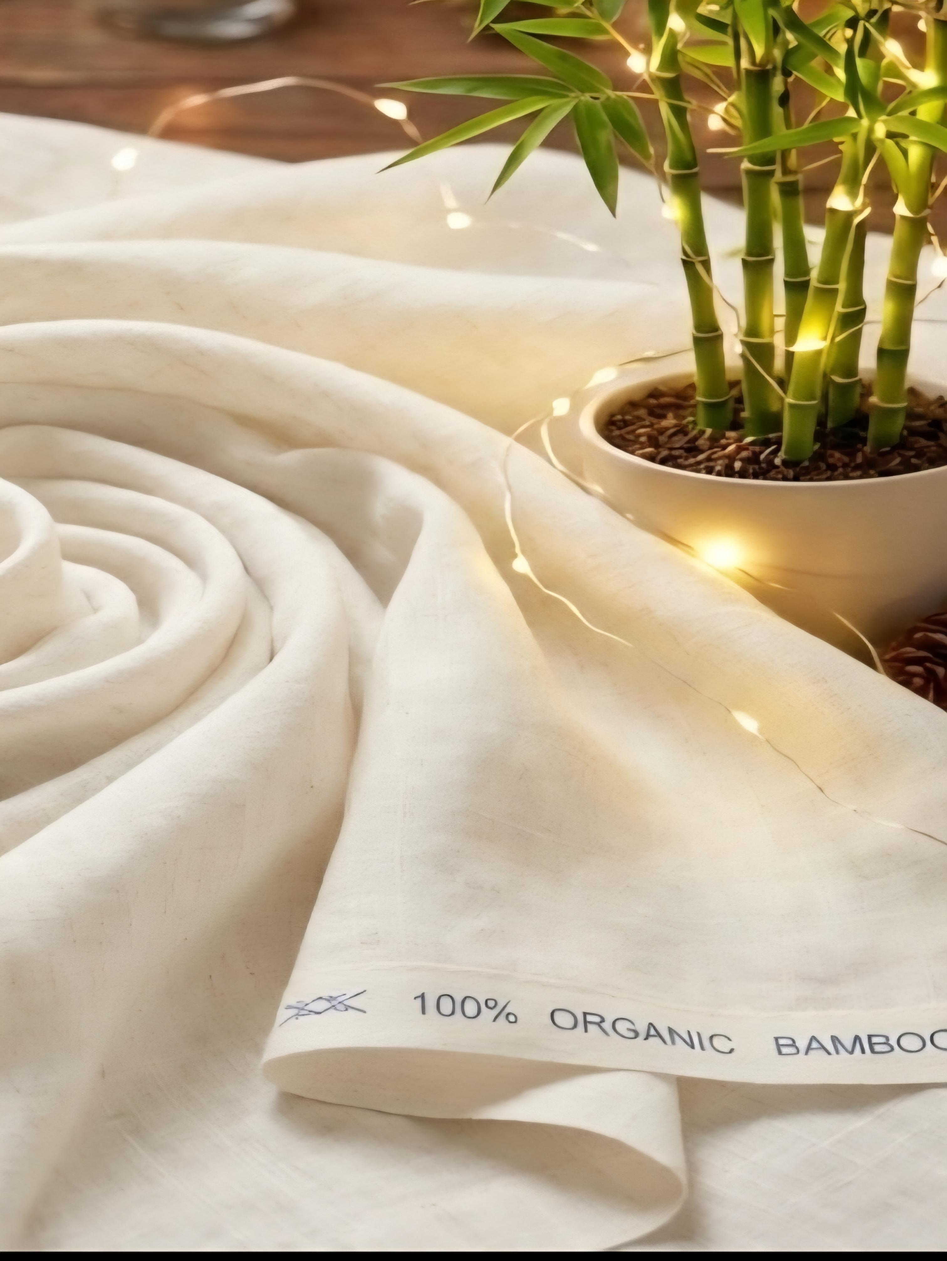 Cream 100% Organic Bamboo Cotton Linen Fabric (70 lea)