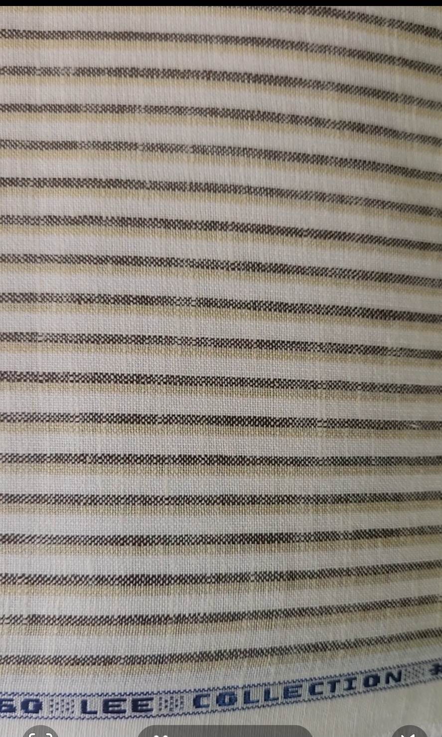 Beige & Brown Stripes on Off white 60 lea Premium Cotton Linen Fabric
