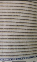 Beige & Brown Stripes on Off white 60 lea Premium Cotton Linen Fabric