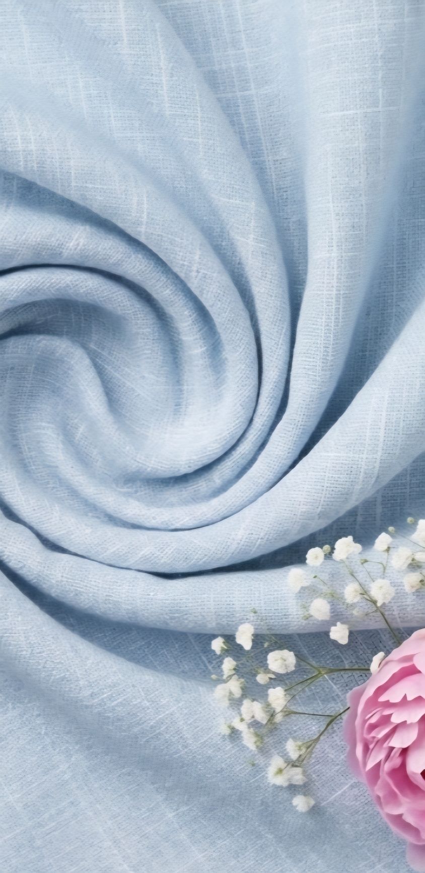 Blue- White Textured Premium cotton Linen Fabric