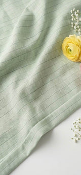 Mint Green pinstripe Premium Cotton Linen Fabric
