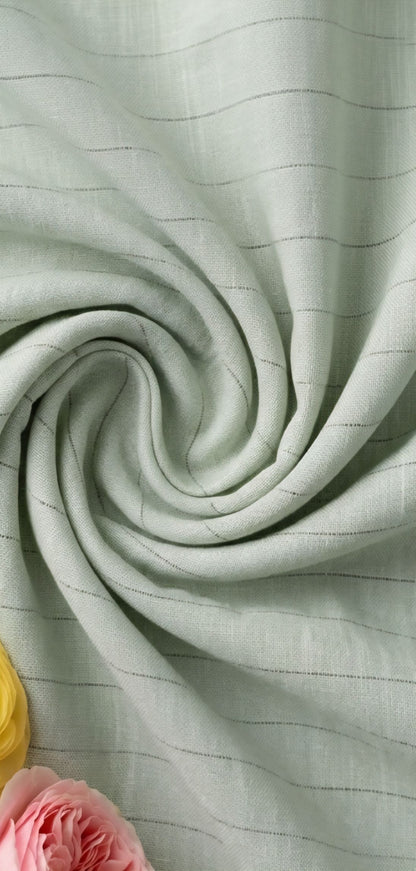 Mint Green pinstripe Premium Cotton Linen Fabric