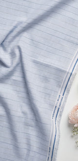 Cool Blue pinstripe Premium Cotton Linen Fabric