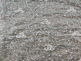 Sea Green Floral Embroidered Organza Fabric