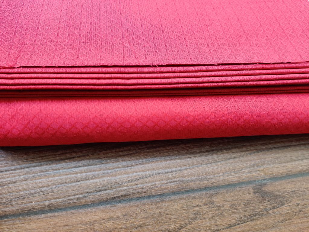 Maroon Self Textured Cotton Jacquard Fabric