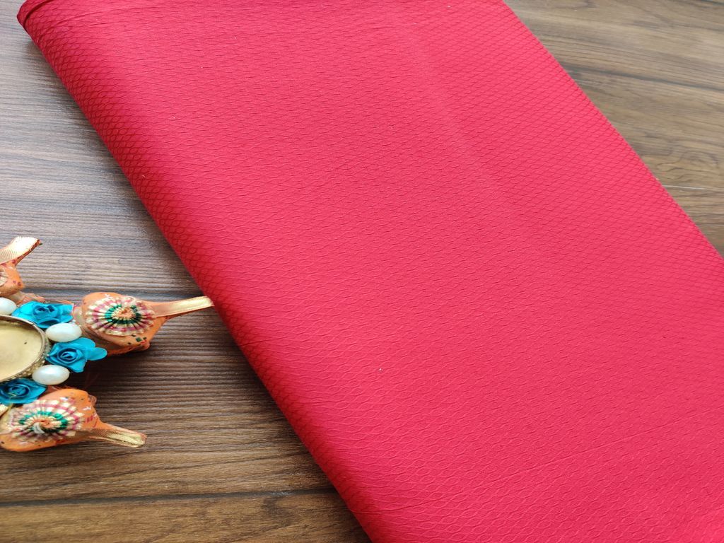 Maroon Self Textured Cotton Jacquard Fabric