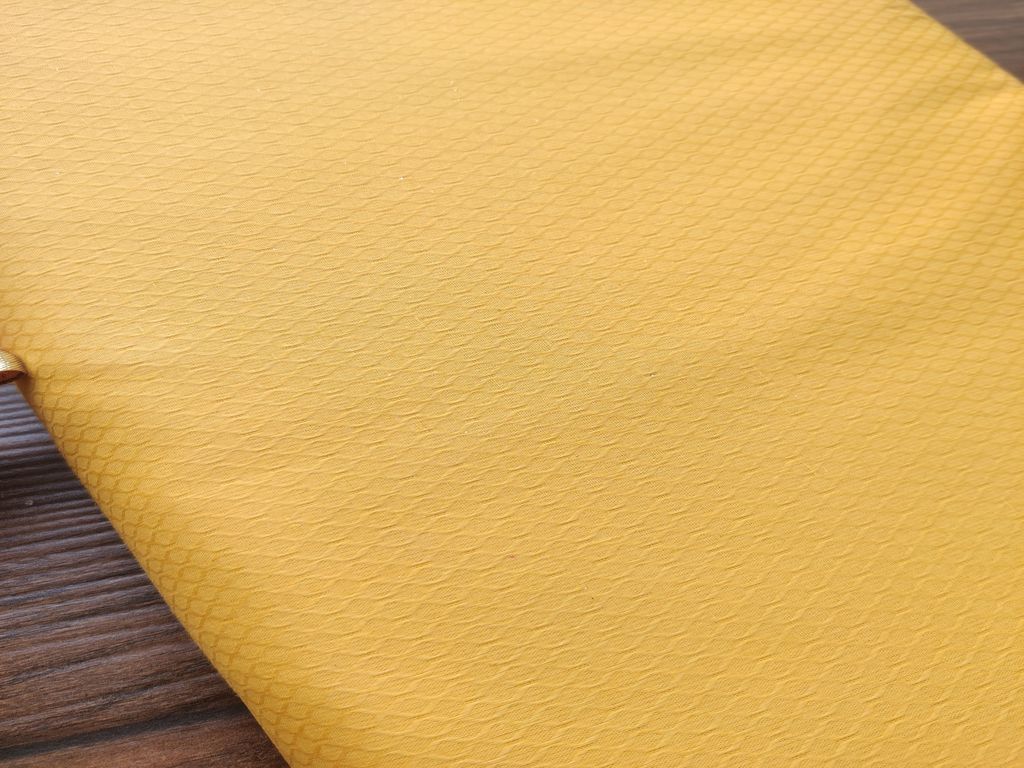 Mustard Self Textured Cotton Jacquard Fabric