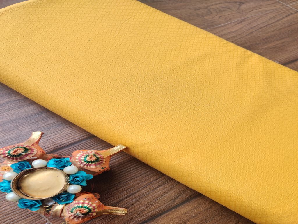Mustard Self Textured Cotton Jacquard Fabric