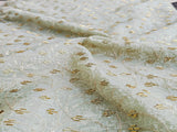 Beads & Sequins Embroidered Sage Green Crushed Tissue Fabric