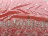 Zardozi & Sequins Embroidered Light Gajri Tissue Fabric