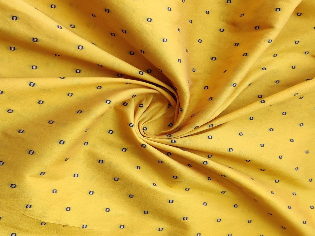 Yellow Banarasi Buttas Embroidered Taffeta Silk Fabric