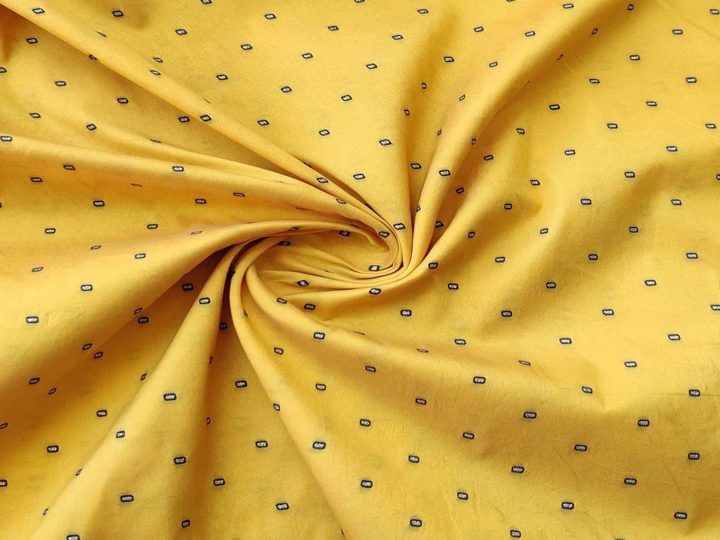 Yellow Banarasi Buttas Embroidered Taffeta Silk Fabric
