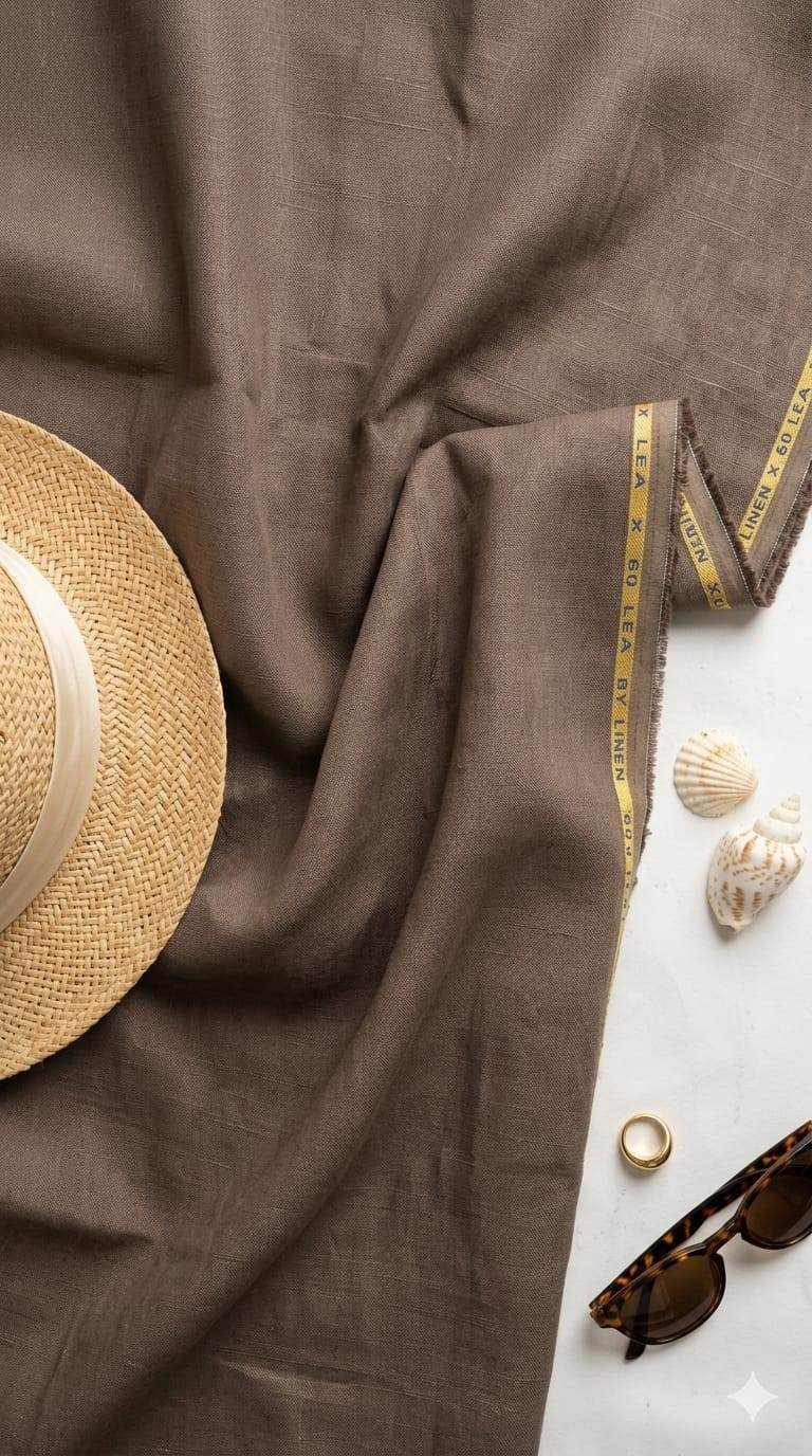 Chocolate Brown Premium 100% Pure Natural 60 Lea Linen Fabric(0% Cotton)