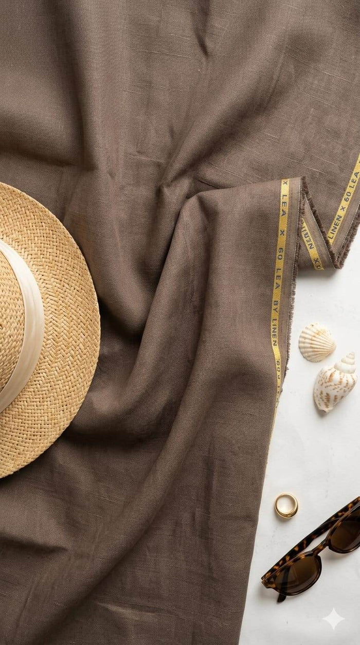 Chocolate Brown Premium 100% Pure Natural 60 Lea Linen Fabric(0% Cotton)