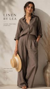 Chocolate Brown Premium 100% Pure Natural 60 Lea Linen Fabric(0% Cotton)