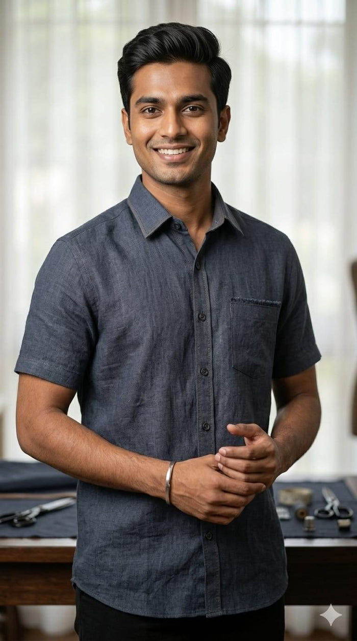 Cobalt Grey Premium Cotton for Shirting