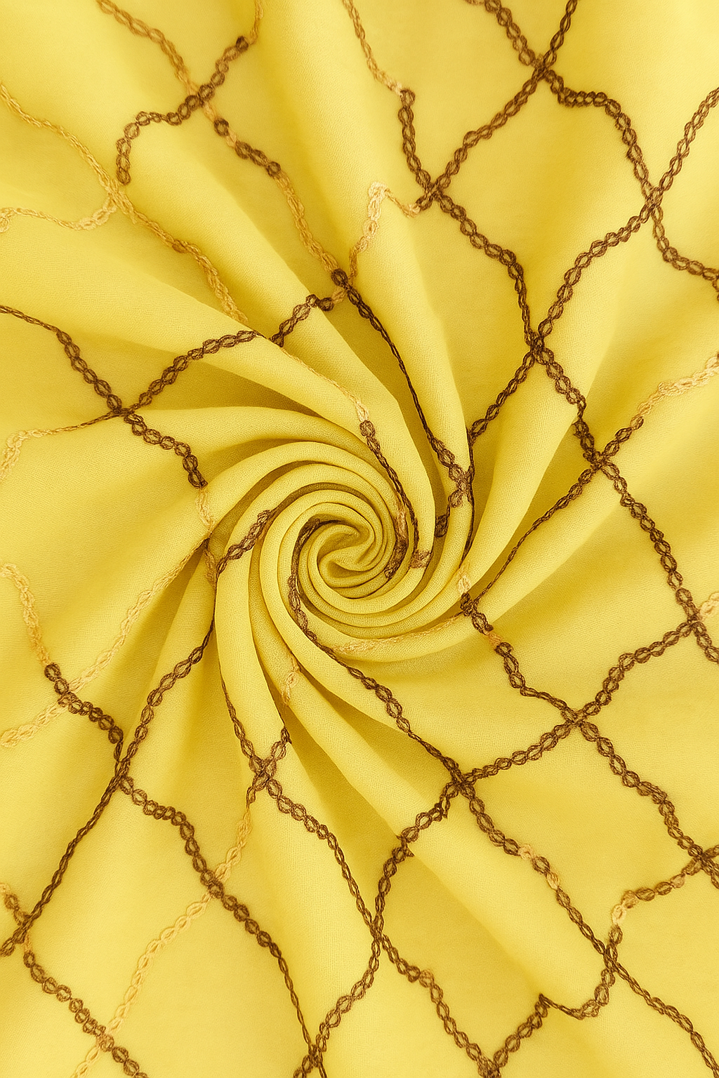 Yellow Geometric Design Chanderi Silk Fabric