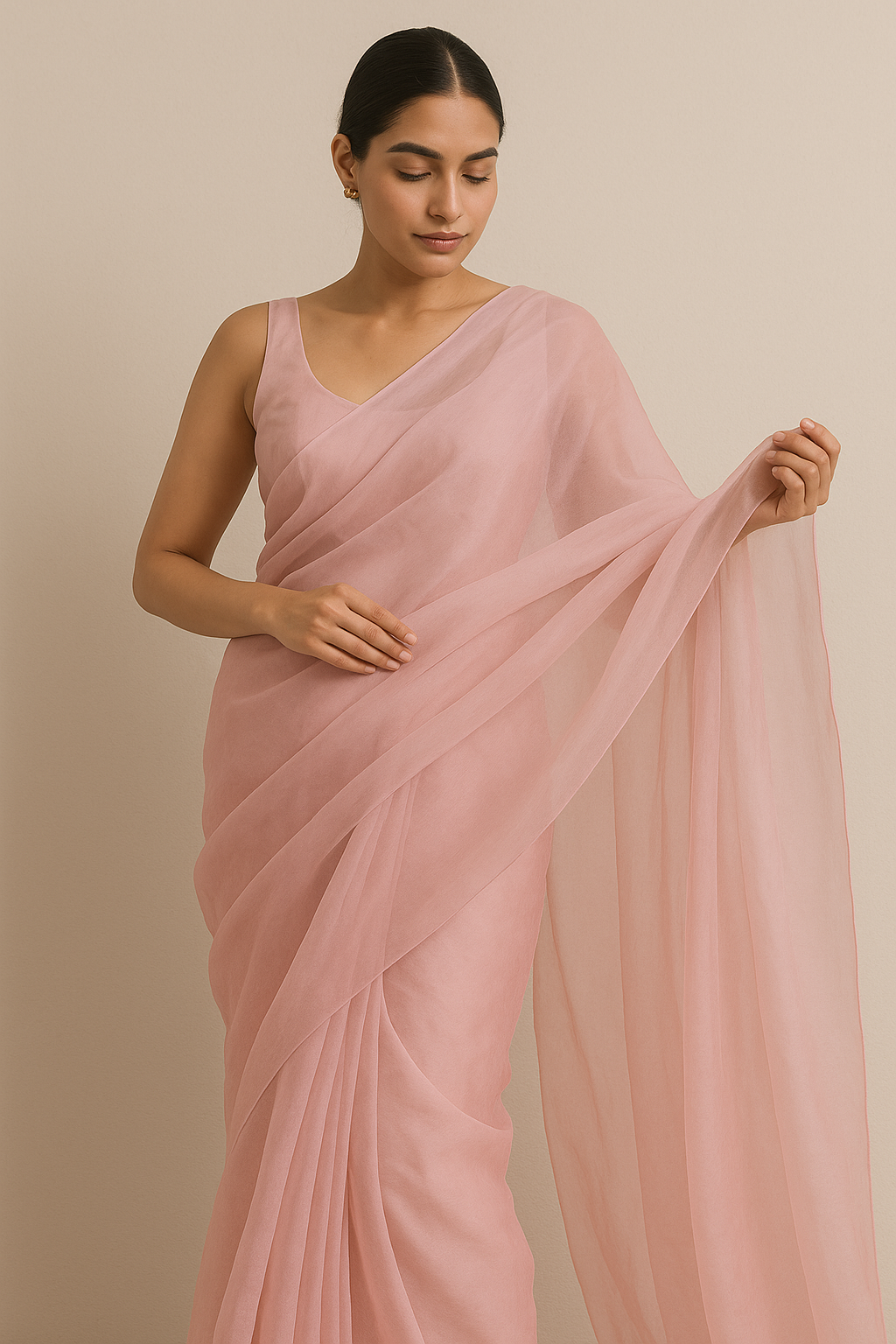 Baby Pink Fine Quality Organza Fabric