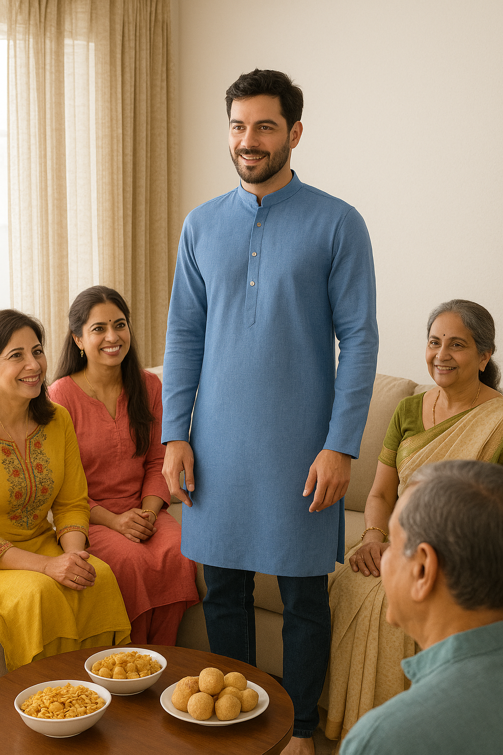 Blue 100% Pure Egyptian Cotton  Linen Fabric