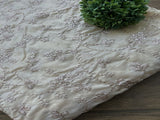 Beige & Rose Gold Floral Zardozi Embroidered Chanderi Fabric