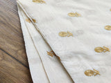 Off White Golden Floral Embroidered Chanderi Fabric