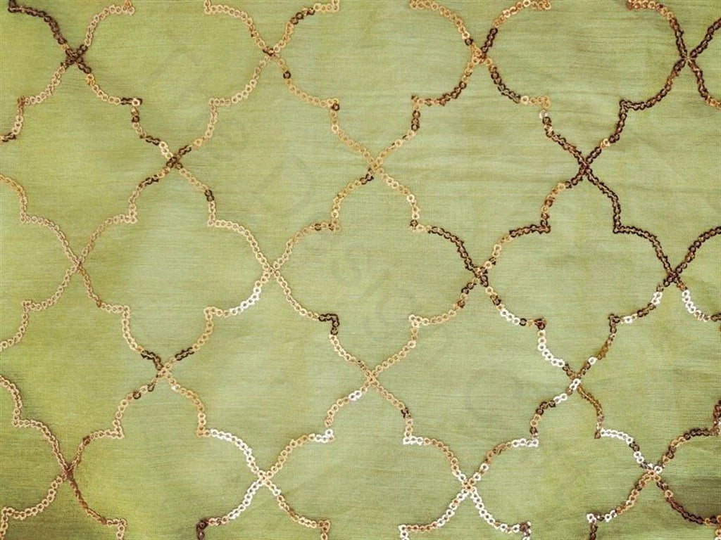 Yellow Geometric Design Chanderi Silk Fabric