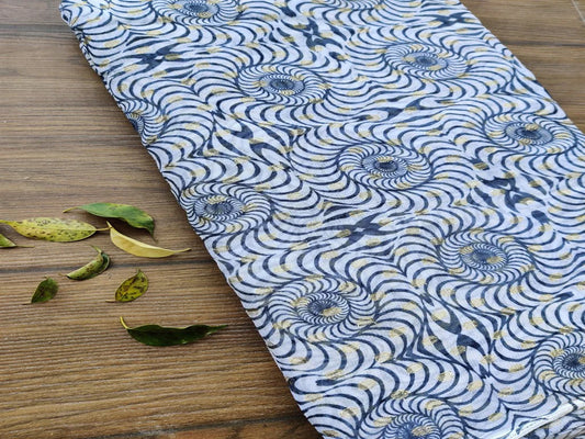 White Dyeable Geometric Printed Georgette Fabric