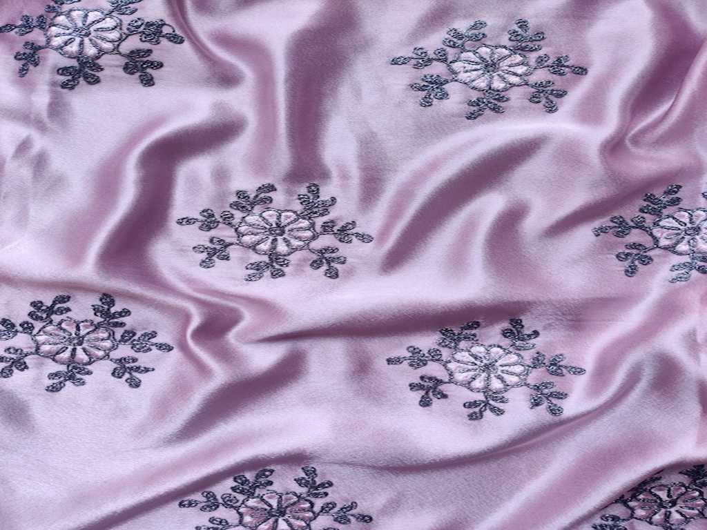 Mauve Japanese Satin With Dori Work Fabric
