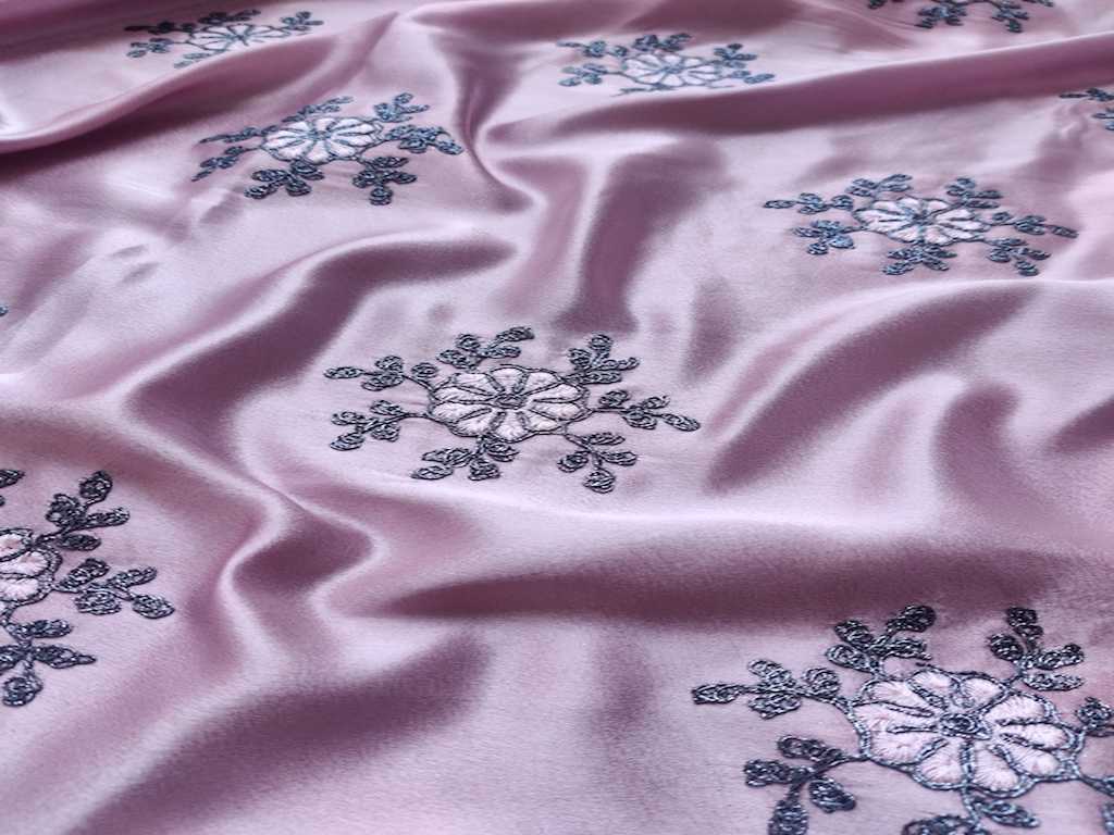 Mauve Japanese Satin With Dori Work Fabric