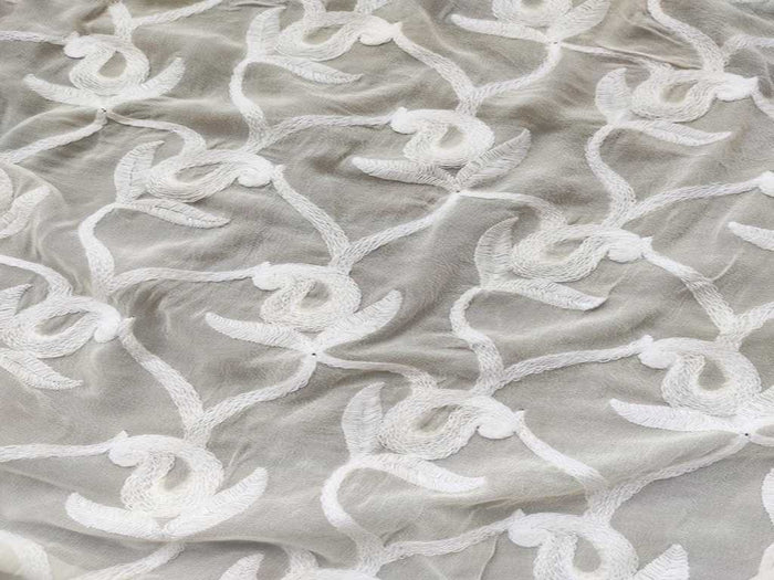 Dyeable Embroidered Paisleys Georgette Fabric