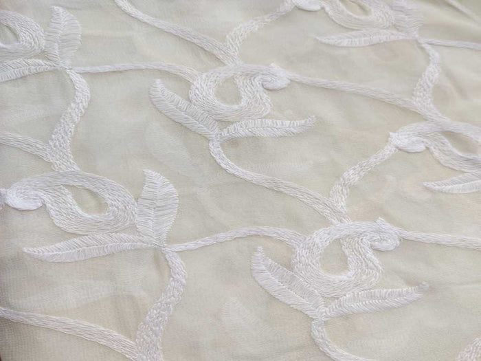 Dyeable Embroidered Paisleys Georgette Fabric