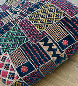Multicolor Geometric Velvet With All Over Multi Embroidery Work Fabric