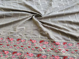 Grey Multicolor Silver Sequins and Thread Embroidered Taffeta Silk Fabric