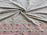 Grey Multicolor Silver Sequins and Thread Embroidered Taffeta Silk Fabric