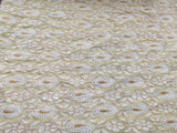 Yellow White Golden Zari Chikankari Embroidered Georgette Fabric