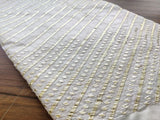 White Stripes Machine Embroidered Gota Patti Chanderi Fabric