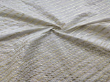 White Stripes Machine Embroidered Gota Patti Chanderi Fabric