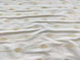 White Golden Geometric Golden Embellished Dots Dyeable Muslin Cotton Fabric