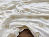 White Golden Geometric Golden Embellished Dots Dyeable Muslin Cotton Fabric