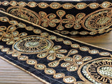 Black Golden Zari and Sequins Work Embroidered Border