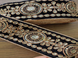 Black Golden Zari and Sequins Work Embroidered Border