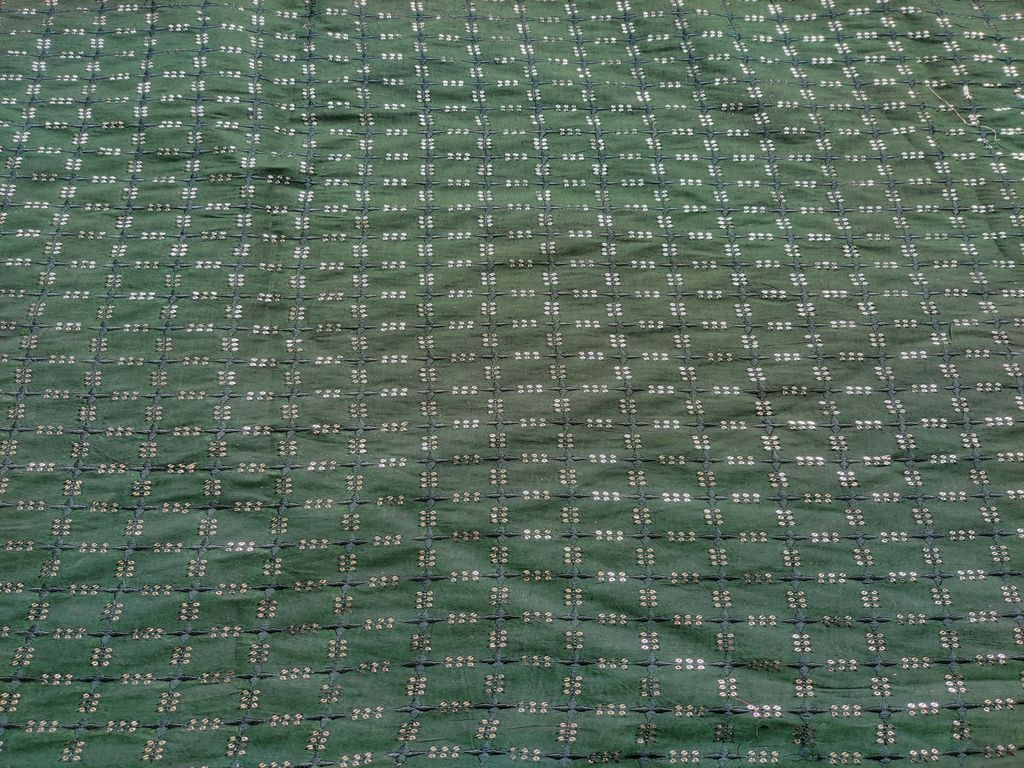 Bottle Green Thread and Silver Sequins Geometric Embroidered Chanderi Fabric