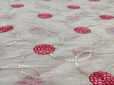 Off White Thread & Silver Sequins Work Flowers Embroidered Chanderi Fabric