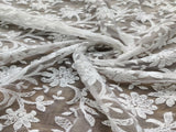 Dyeable White Chikankari Embroidered Organza Fabric