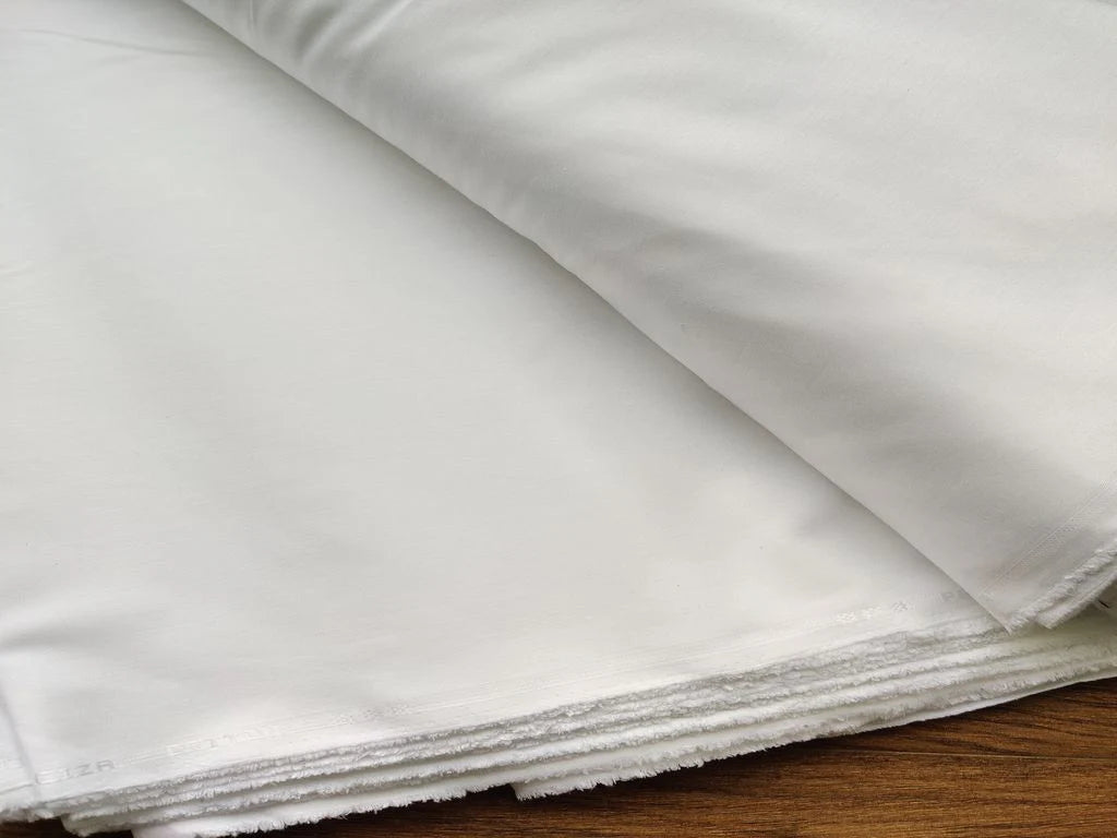 White Plain Tesla Premium Cotton Fabric