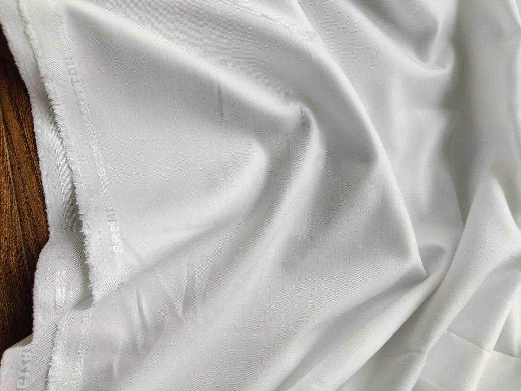 White Plain Tesla Premium Cotton Fabric