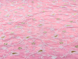 Baby Pink Chikankari Embroidered Chanderi Fabric